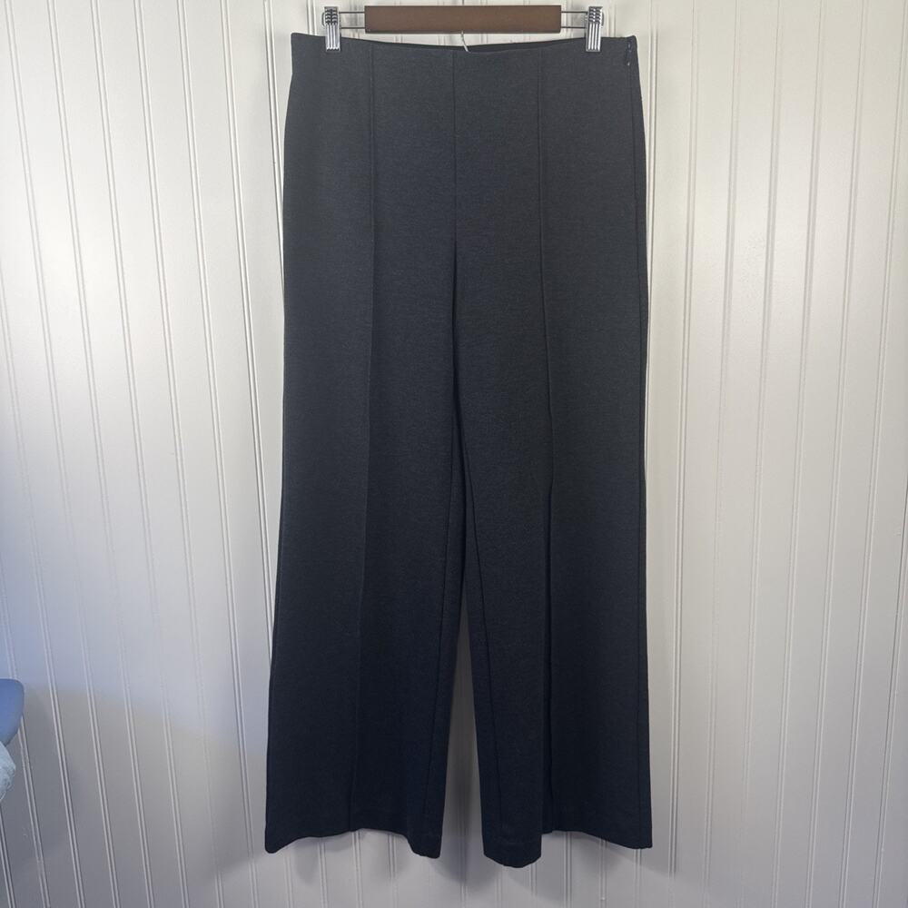 Ann Taylor Women's Black Grey Medium Rayon Blend Wide-Leg Dress Pants Trouser